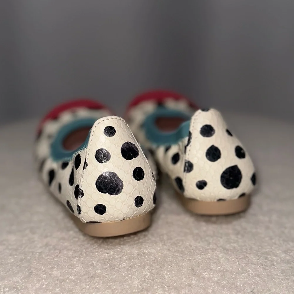 Pretty Ballerinas Kids Handmade Valerie Polka Dot Croc Embossed Leather Flats